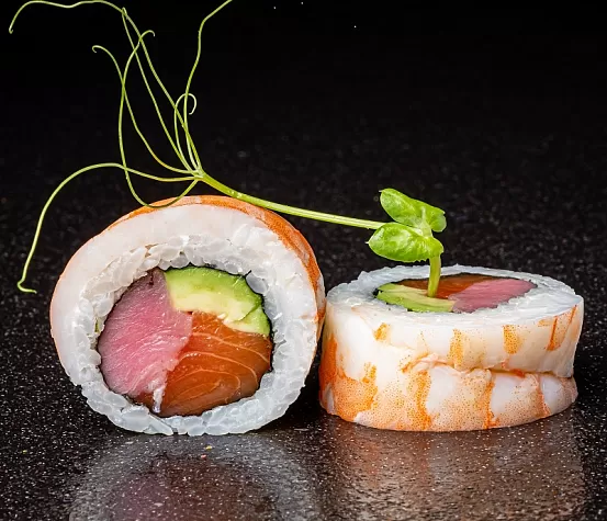 Ролл Филадельфия Эби с лососем и тунцом